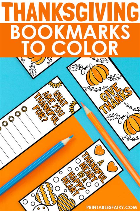 thanksgiving bookmarks to color free printable the