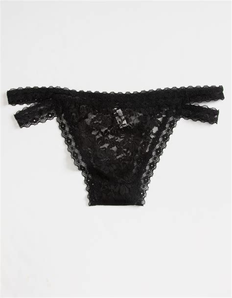 full tilt double strap lace cheeky panties black tillys