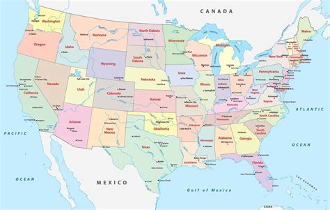 mapa dos estados unidos com cidades edulearn