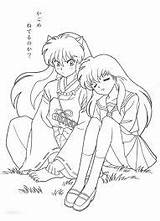 Inuyasha Kagome Coloring Pages Cartoon Characters sketch template