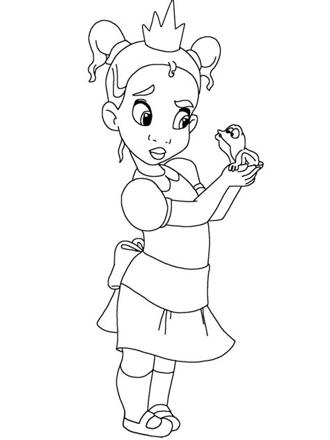 young tiana  frog coloring page  printable coloring pages