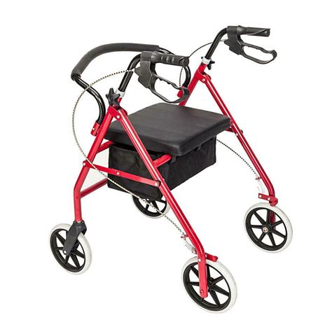 aluminum rollator walker   inches wheels wide seat backrest  adjustable handlefolding