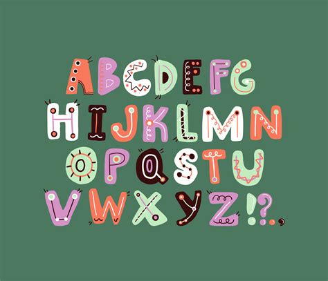 cute funky letter alphabet design colorful  playful letter design