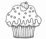 Cupcake Coloring Cake Pages Cute Cartoon Cup Drawing Color Muffin Cupcakes Strawberry Kids Sheets Chocolate Simple Printable Dipped Baked Goods sketch template