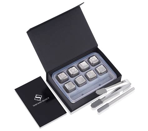 whiskey stones set of 8 stainless steel ice cubes chilling stick tongs