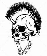 Punk Coloring Mohawk Calaveras Stencil Skeleton Graphicriver Totenkopf Tattoodaze Calavera Tatuajes sketch template