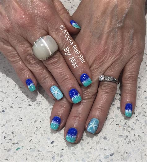 sea star nailtech naildesign vacationnails wetmarble seastardesign