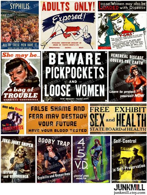 loose women digital printable collage sheet vintage wwii prostitution propaganda posters