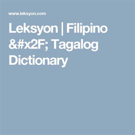 leksyon filipino tagalog dictionary tagalog sentence examples