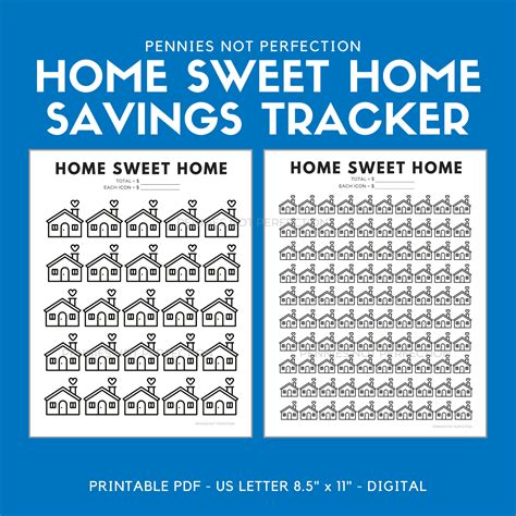 home sweet home savings goal tracker home savings tracker printable