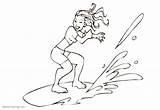 Coloring Surfboard Surfing Girl Pages Surfer Getdrawings Printable Kids Color sketch template