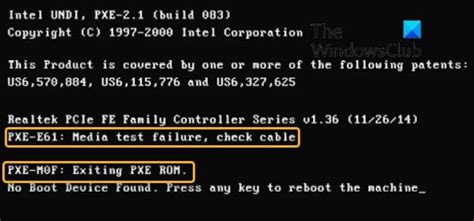 fix pxe  media test failure check cable boot error  windows