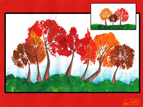 autumn leaf print trees easy peasy art school