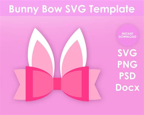 easter bunny bow template svg png psd  docx  sheet etsy uk