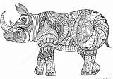 Coloring Rhino Pages Zentangle Adults Printable Color Print Book Info sketch template