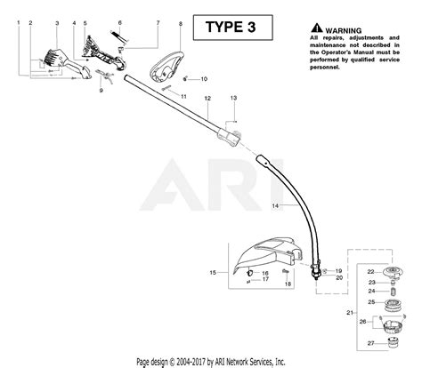 poulan ppbe gas trimmer type  parts diagram  handle shaft