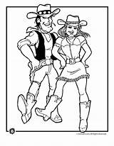 Coloring Pages Cowgirl Cowboy Dancing Rodeo Line Dance Clipart Jr Animal Western Clip Cliparts Print Country Books Kids Cowboys Adult sketch template