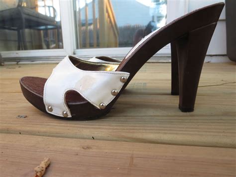 well worn vintage candies mules synthetic wooden sole