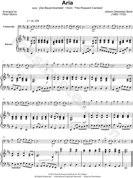 Johann Sebastian Bach Aria From The Peasant Cantata Bwv 212 Cello
