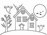 Haunted House Halloween Coloring Easy Drawing Pages Houses Cartoon Simple Draw Kids Preschoolers Printable Drawings Color Print Getdrawings Big Happy sketch template