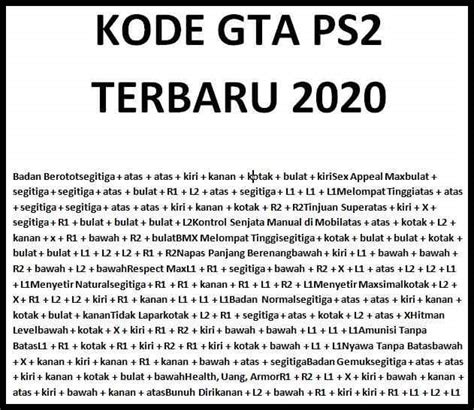 kode gta ps2 cheat gta sa ps2 and ps3 terbaru 2021 gameol id