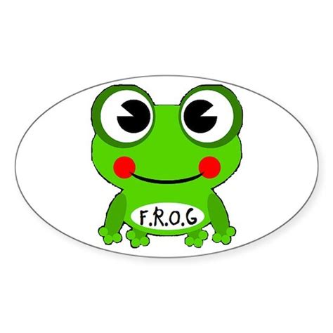 fully rely  god cute frog white background sticker oval cute cartoon frog fully rely  god