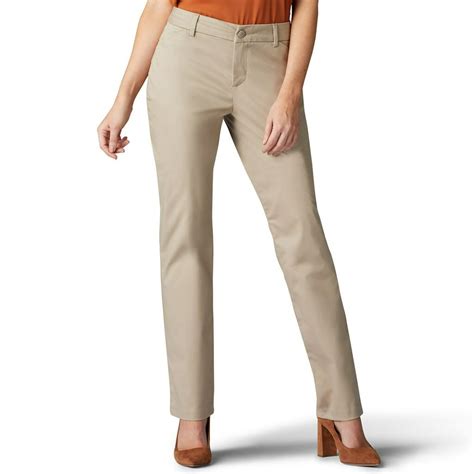 Lee Womens Lee Wrinkle Free Relaxed Fit Straight Leg Pants Flax