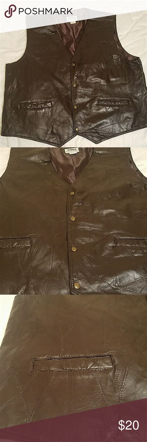 duke haband mens brown leather vest size xl leather vest brown