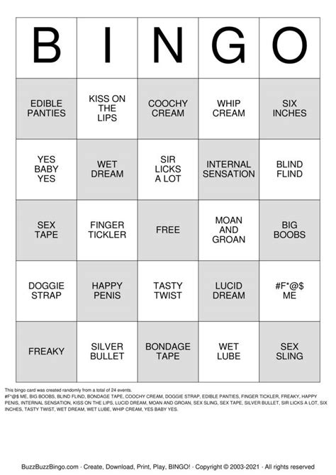 adult bingo bingo cards   print  customize