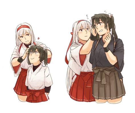 safebooru 2girls adjusting another s hair age progression arms behind