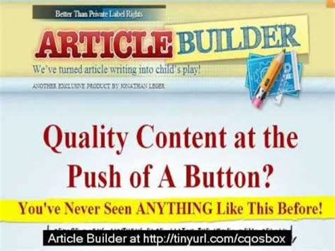 article builder   youtube