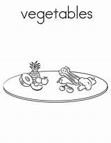 Plate Vegetables Coloring Fruits Healthy sketch template