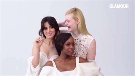 watch exclusive look at glamour s april cover shoot with camila cabello elle fanning and aja