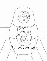 Russian Coloring Dolls Nesting Template Pages Matryoshka Sketch sketch template