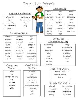 transition word list   learning lab  stacey colegrove teachers
