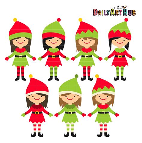 christmas cute elves clip art set daily art hub graphics