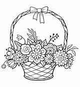 Flowers Basket Coloring Bow Pages Vector Ribbon Outline Handle раскраски Decorated Illustration Print из категории все Color Shutterstock Pic sketch template