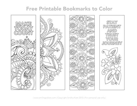 printable bookmarks  color  intricate designs