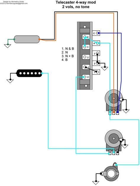 hermetico guitar wiring diagram tele   mod   volumes