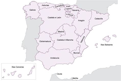 mapa ccaa de espana espana ciencias sociales andalucia
