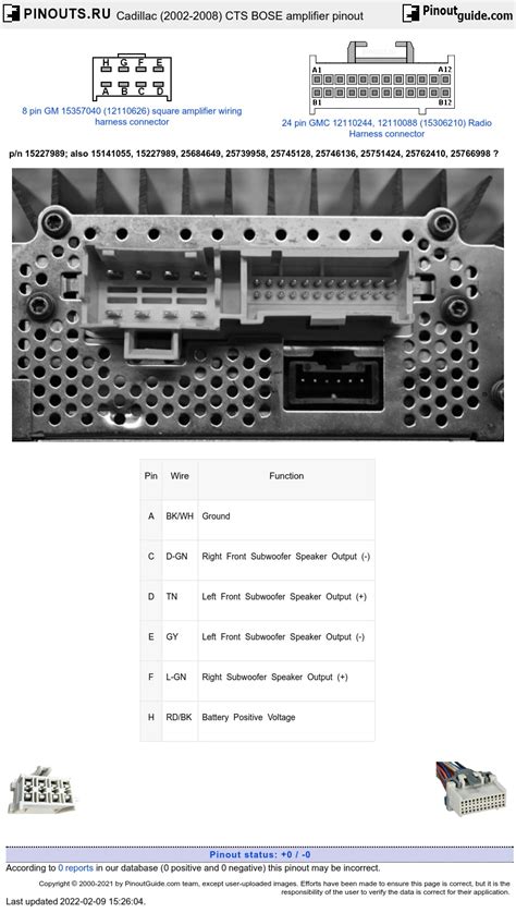 cadillac   cts bose amplifier pinout diagram  pinoutguidecom
