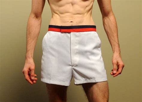 vintage 70s 80s tennis shorts white trunks gym shorts red
