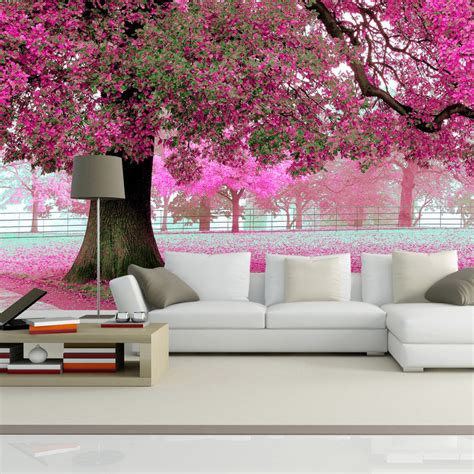 custom photo wall paper  romantic cherry tree tv background home
