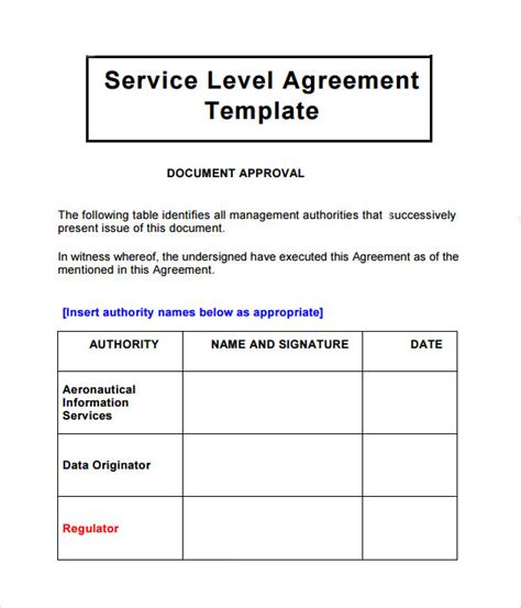 simple service level agreement template