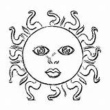 Soleil Lune Estrellas Dieu Ete Etoiles Coloriages Femminile Infantil Calendario sketch template
