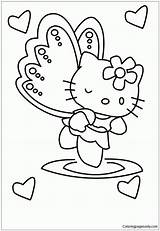 Kitty Hello Coloring Pages Angel Color Girlie Kids Cartoons Straight Line Colors Colouring Team Characters Printable Bookmark Template Book Online sketch template