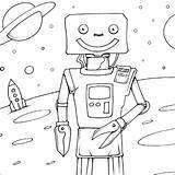 Robot Space Coloring Colouring Pages Robots Print Kids Gif Visit sketch template