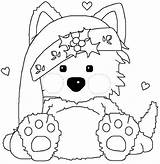 Christmas Dog Coloring Pages Puppy Clipart Kids Colouring Noel Dessin Cute Dogs Sheets Animal Crafts Animals Natal Patterns Westie Graphic sketch template