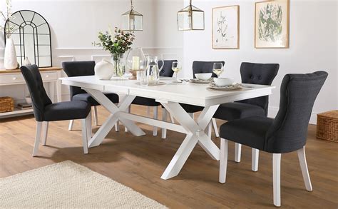 grange white extending dining table   bewley slate fabric chairs furniture choice