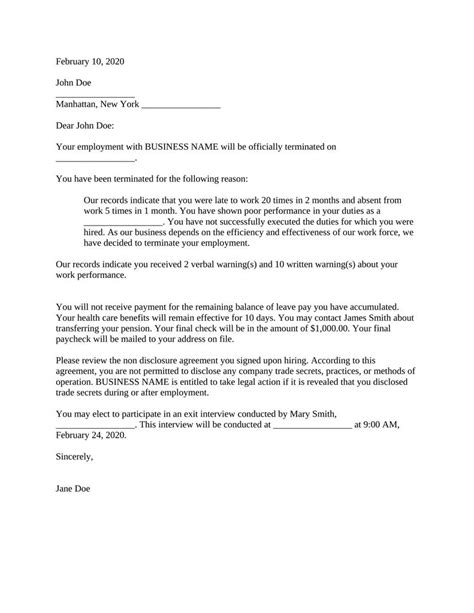 termination letter   fire  lawyer letter sample